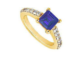 Sapphire and Diamond Engagement Ring : 14K Yellow Gold - 1.00 CT TGW - Ring Size 9.5sapphire 