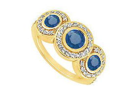 Sapphire and Diamond Engagement Ring : 14K Yellow Gold - 0.66 CT TGW - Ring Size 9.0sapphire 