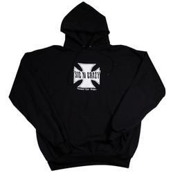 Men's, Hooded Sweatshirt, Iron Cross, Black/White, Largemen 