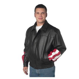 Diamond Plate&trade; USA/Eagle Solid Genuine Leather Bomber Jacket (2X)diamond 