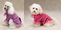 PINK Fringe Belted Dog Sweaterpink 