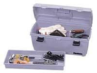 Grey Plastic Tool Box  20-1/4" W x 8-7/8" D x 8-3/8" Hgrey 