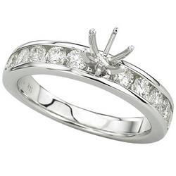 14K White Gold Channel Set Round Diamond Semi Mount Engagement Ring (Center Stone Sold Separately)white 