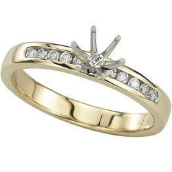 14K Yellow Gold Channel Set Round Diamond Semi Mount Engagement Ring (0.13 ctw) (Center Stone Sold Separately)yellow 