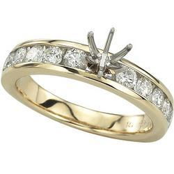 14K Yellow Gold Channel Set Round Diamond Semi Mount Engagement Ring (0.75 ctw) (Center Stone Sold Separately)yellow 