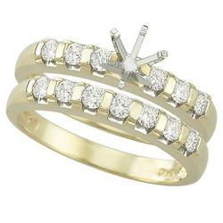 14K Yellow Gold Prong Set Round Diamond Semi Mount Engagement Ring (0.50 ctw) (Center Stone Sold Separately)yellow 