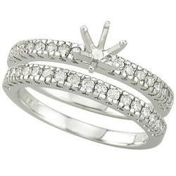 14K White Gold Prong Set Round Diamond Semi Mount Engagement Ring (0.50 ctw) (Center Stone Sold Separately)white 