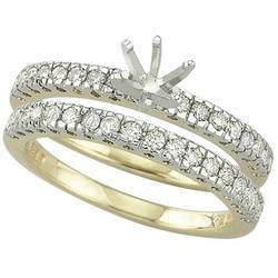 14K Yellow Gold Prong Set Round Diamond Semi Mount Engagement Ring (0.50 ctw) (Center Stone Sold Separately)yellow 