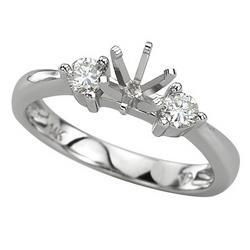 14K White Gold Prong Set Round Diamond Semi Mount Engagement Ring (0.25 ctw) (Center Stone Sold Separately)white 