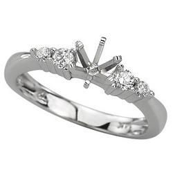 14K White Gold Prong Set Round Diamond Semi Mount Engagement Ring (0.20 ctw) (Center Stone Sold Separately)white 