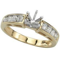 14K Yellow Gold Channel Set Round Diamond Semi Mount Engagement Ring (0.50 ctw) (Center Stone Sold Separately)yellow 