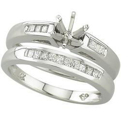 14K White Gold Channel Set Princess Cut Diamond Semi Mount Engagement Ring (0.25 ctw) (Center Stone Sold Separately)white 