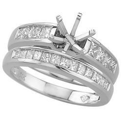 14K White Gold Channel Set Princess Cut Diamond Semi Mount Engagement Ring (1.00 ctw) (Center Stone Sold Separately)white 