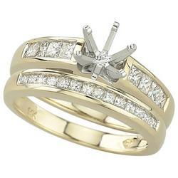 14K Yellow Gold Channel Set Princess Cut Diamond Semi Mount Engagement Ring (0.75 ctw) (Center Stone Sold Separately)yellow 