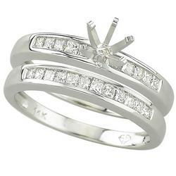 14K White Gold Channel Set Princess Cut Diamond Semi Mount Engagement Ring (0.50 ctw) (Center Stone Sold Separately)white 