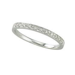 14K White Gold Pave Set Round Diamond Band Ring (0.09 ctw)white 