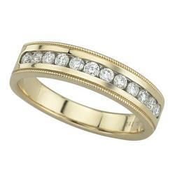 14K Yellow Gold Channel Set Round Diamond Milgrain Anniversary Band Ring (0.33 ctw)yellow 