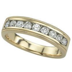 14K Yellow Gold Channel Set Round Diamond Milgrain Anniversary Band Ring (0.50 ctw)yellow 