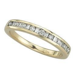 14K Yellow Gold Channel Set Round & Tapered Baguette Diamond Anniversary Band Ring (0.25 ctw)yellow 