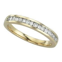 14K Yellow Gold Channel Set Round & Baguette Diamond Anniversary Band Ring (0.33 ctw)yellow 