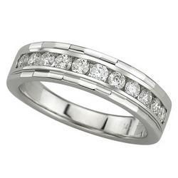 14K White Gold Channel Set Round Beveled Diamond Anniversary Band Ring (0.50 ctw)white 