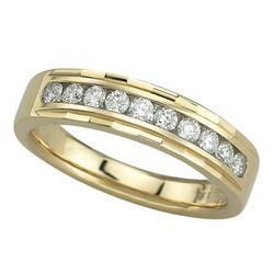 14K Yellow Gold Channel Set Round Beveled Diamond Anniversary Band Ring (0.33 ctw)yellow 