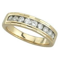 14K Yellow Gold Channel Set Round Beveled Diamond Anniversary Band Ring (0.50 ctw)yellow 