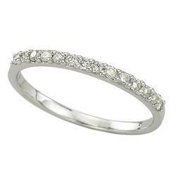 14K White Gold Pave Set Round Diamond Anniversary Band Ring (0.20 ctw)white 