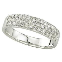 14K White Gold Pave Set Round Diamond Anniversary Band Ring (0.50 ctw)white 