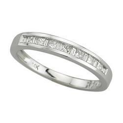 14K White Gold Baguette & Princess Diamond Band Ring (0.25 ctw)white 