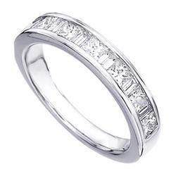 14K White Gold Baguette & Princess Cut Diamond Band Ring (1.00 ctw)white 