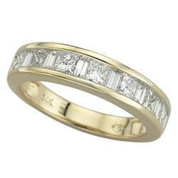 14K Yellow Gold Baguette & Princess Diamond Band Ring (1.25 ctw)yellow 