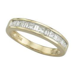 14K Yellow Gold Princess Cut & Baguette Diamond Band Ring (0.50 ctw)yellow 