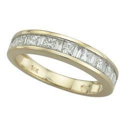 14K Yellow Gold Baguette & Princess Cut Diamond Band Ring (0.75 ctw)yellow 