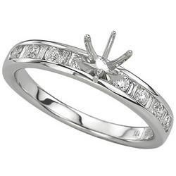 14K White Gold Round & Baguette Cut Diamond Semi Mount Engagement Ring (0.33 ctw) (Center Stone Sold Separately)white 