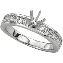 14K White Gold Round & Baguette Cut Diamond Semi Mount Engagement Ring (0.75 ctw) (Center Stone Sold Separately)white 