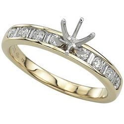 14K Yellow Gold Round & Baguette Cut Diamond Semi Mount Engagement Ring (0.33 ctw) (Center Stone Sold Separately)yellow 