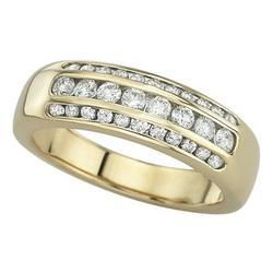 14K Yellow Gold Round Diamond Wedding Band Ringyellow 