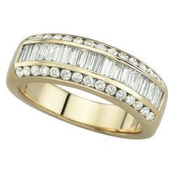 14K Yellow Gold Round & Baguette Diamond Band Ring (1.00 ctw)yellow 