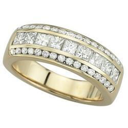 14K Yellow Gold Princess & Round Diamond Band Ring (1.25 ctw)yellow 