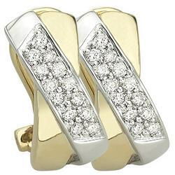 14K Yellow Gold Round Pave Set Diamond Earrings (0.30 ctw)yellow 