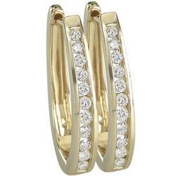 14K Yellow Gold Channel Set Round Diamond Hoop Earrings (0.49 ctw)yellow 