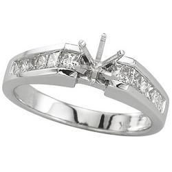 14K White Gold Channel Set Princess Cut Diamond Semi Mount Engagement Ring (Center Stone Sold Separately)white 