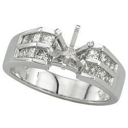 14K White Gold Double Row Princess Cut Diamond Semi Mount Engagement Ring (Center Stone Sold Separately)white 