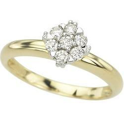 14K Yellow Gold Prong Set Round Diamond Cluster Ringyellow 