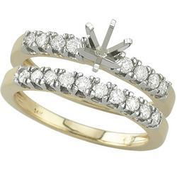 14K Yellow Gold Prong Set Round Diamond Semi Mount Engagement Ring (Center Stone Sold Separately)yellow 