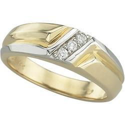 14K Yellow Gold Prong Set Diamond Men's Wedding Band Ring - Size 10yellow 