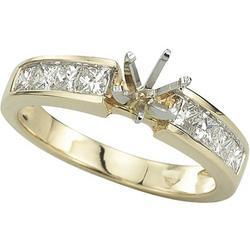 14K Yellow Gold Channel Set Princess Diamond Semi Mount Engagement Ring (Center Stone Sold Separately)yellow 