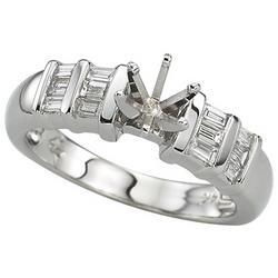 14K White Gold Channel Set Baguette Diamond Semi Mount Engagement Ring (Center Stone Sold Separately)white 