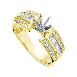 14K Yellow Gold Channel Set Round & Princess Cut Diamond Semi Mount Engagemnet Ring (Center Stone Sold Separately)yellow 